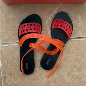 Melissa jelly green pink sandals! Size 7